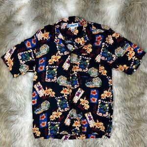 Utility Black Tropical Floral Button-Up Shirt Men’s Medium